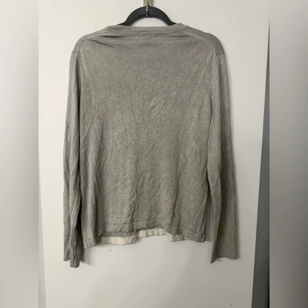 Banana Republic Silk Cashmere Blend Mens Medium Gray V-neck Lightweight Knit Top